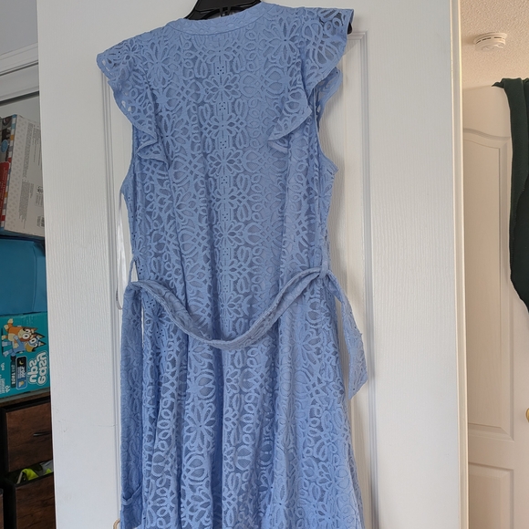 Ever New Lace Button-Front Midi Dress in Light Blue - Picture 3 of 6